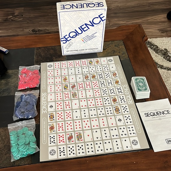 SEQUENCE Game with Folding Board Cards and Chips & instructions. Like new - Picture 3 of 4